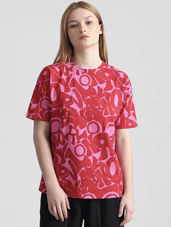 women printed short sleeve loose fit t-shirt - 22060560 - Zoom Image - 0
