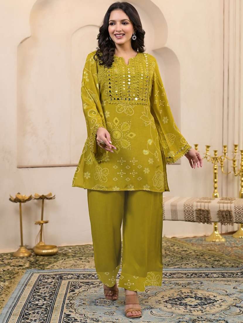 women long sleeve regular fit ethnic co-ord set