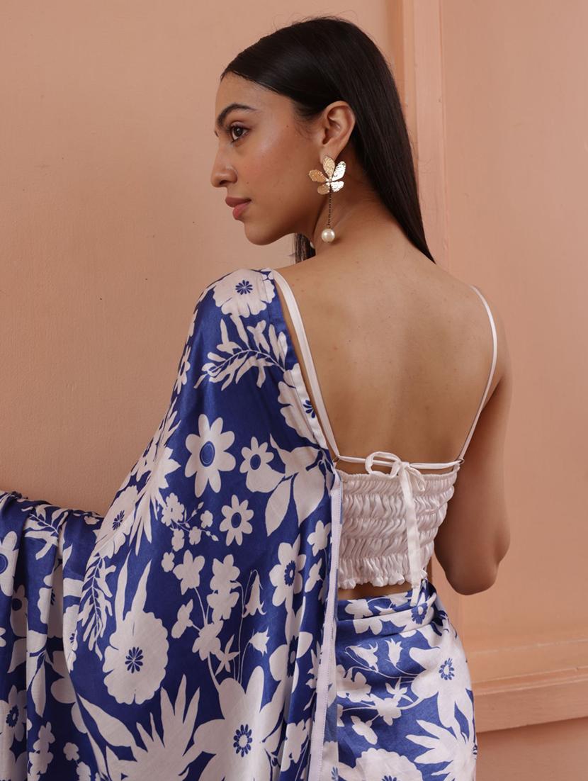 women floral printed saree with blouse - 22060586 - Standard Image - 3