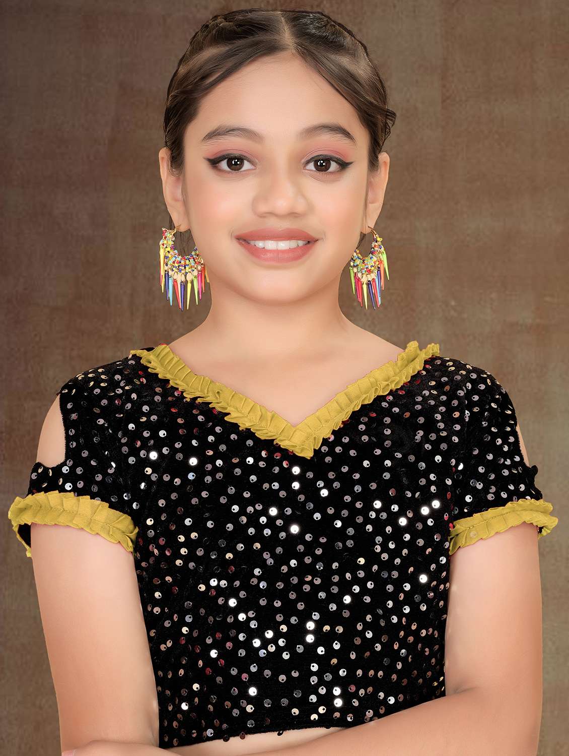 girls embellished ready to wear ruffle saree - 22060607 -  Standard Image - 3