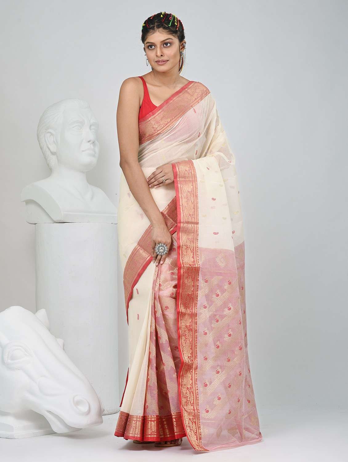 women self design tant saree - 22060633 - Standard Image - 3
