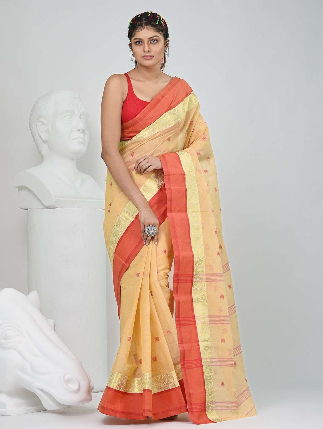 women self design tant saree - 22060651 -  Standard Image - 3
