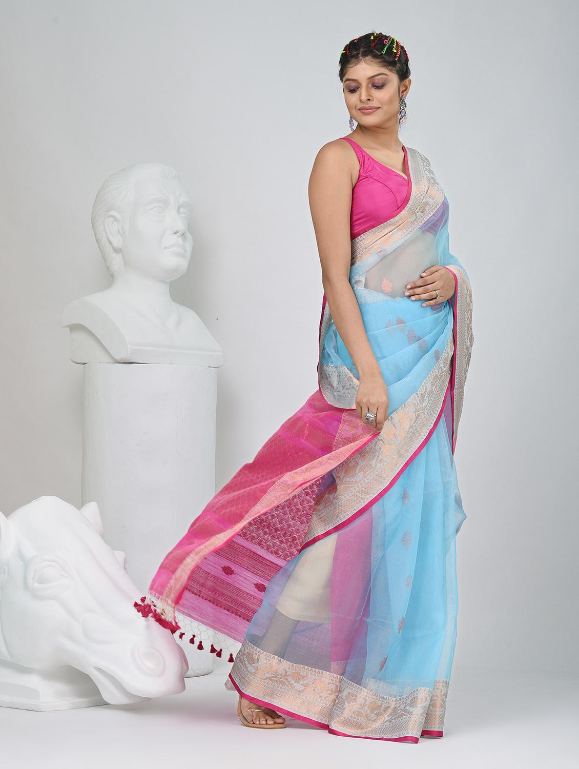 women self design handloom saree with blouse - 22060686 - Standard Image - 3