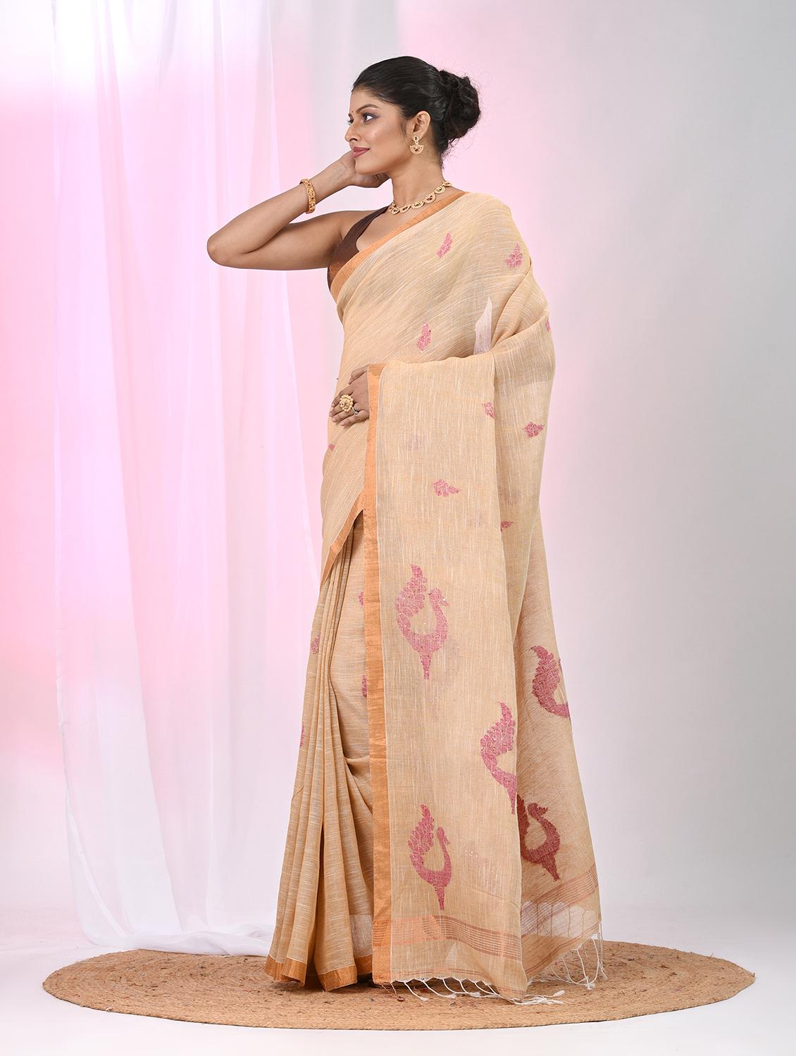 women self design handloom saree with blouse - 22060702 - Standard Image - 3