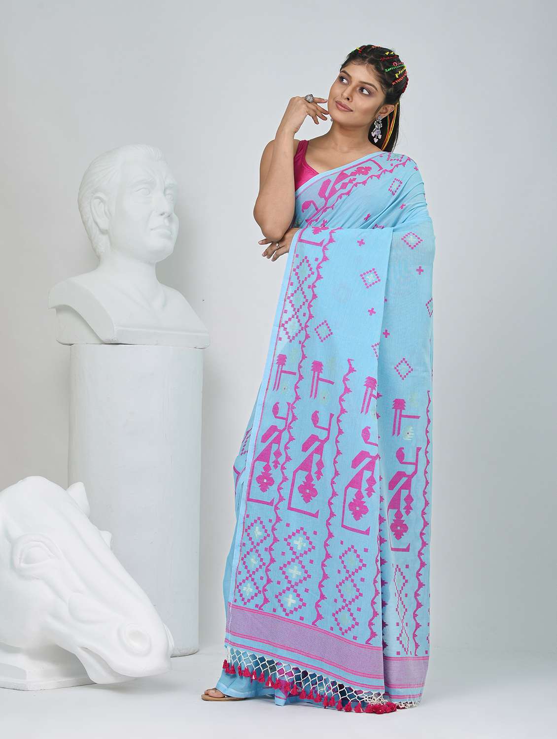 women self design handloom saree with blouse - 22060703 -  Standard Image - 3