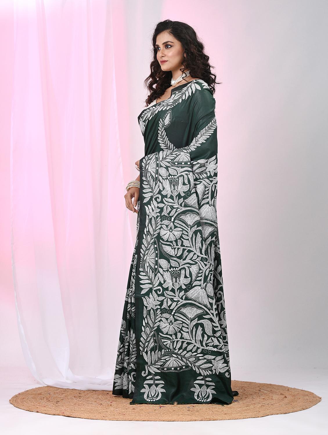 women solid with work handloom saree with blouse - 22060736 - Standard Image - 3