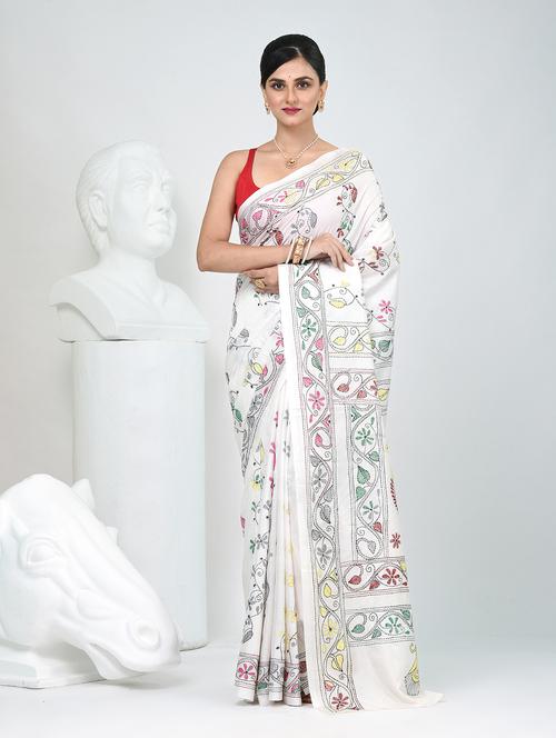 women solid with work handloom saree with blouse - 22060748 -  Standard Image - 0
