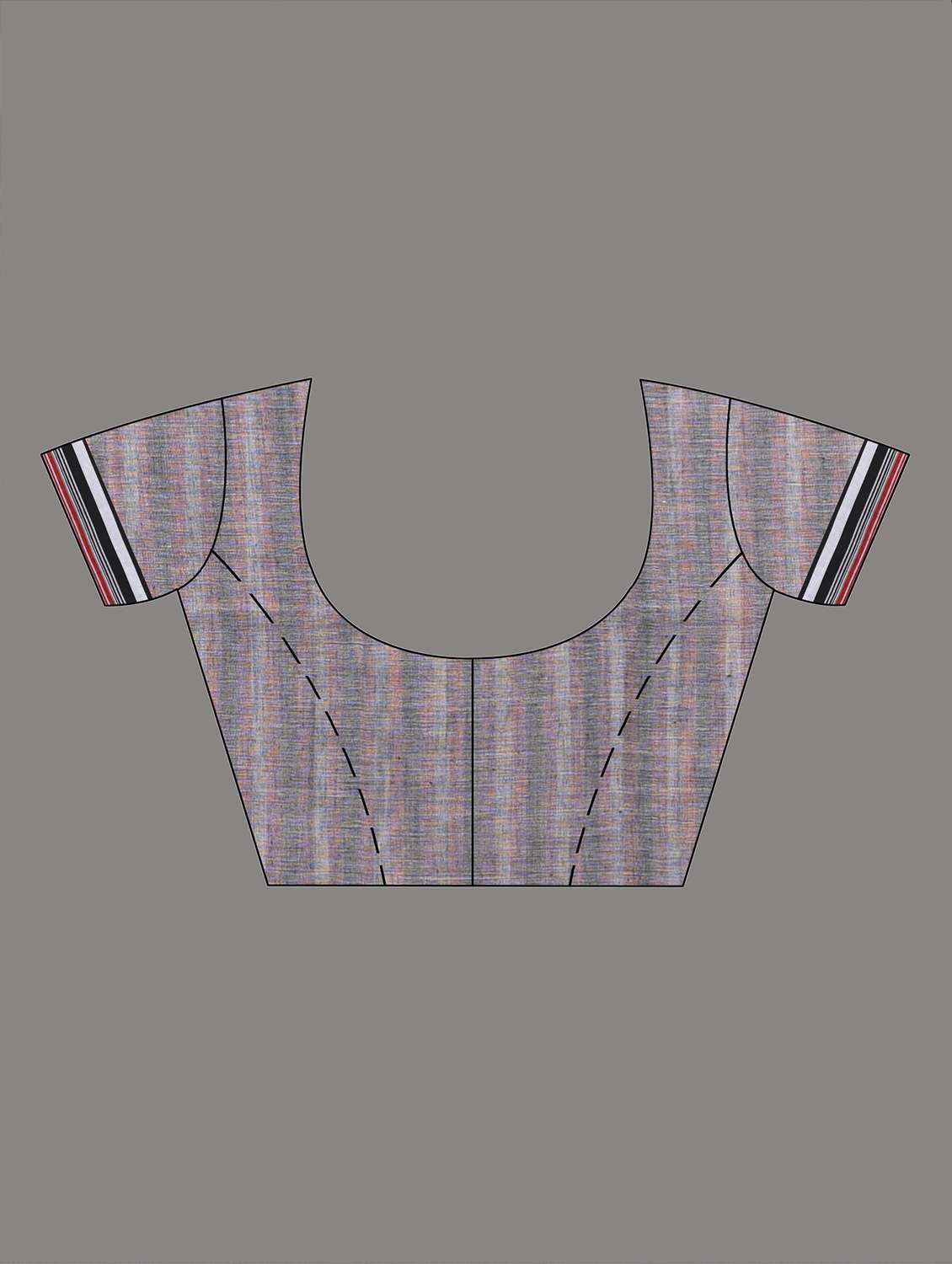 women striped handloom saree with blouse - 22060796 -  Standard Image - 5