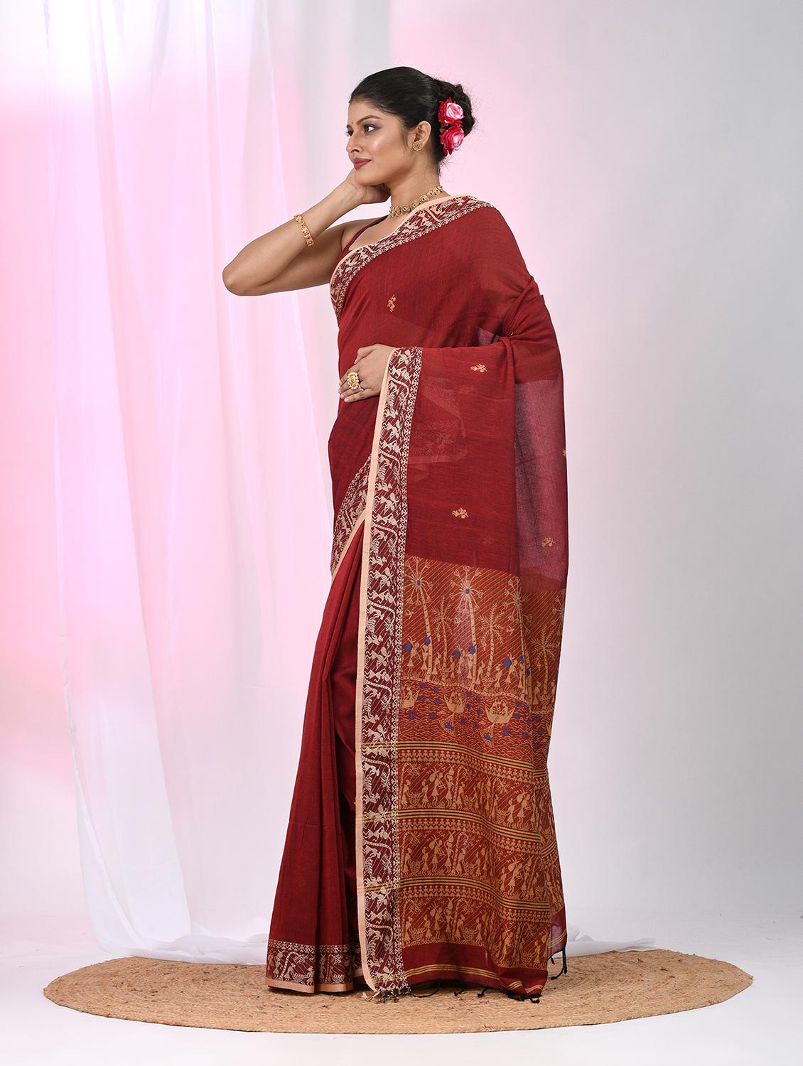women self design handloom saree with blouse - 22060802 - Standard Image - 3