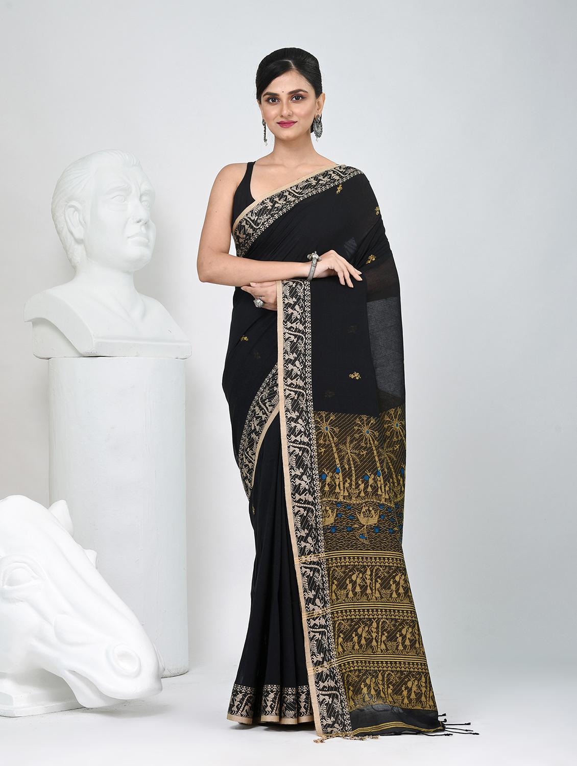 women self design handloom saree with blouse - 22060804 - Zoom Image - 0