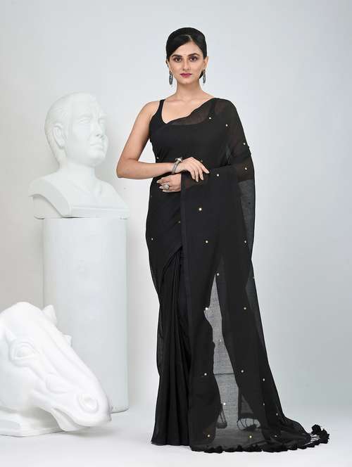 women solid with work handloom saree with blouse - 22060831 -  Standard Image - 0