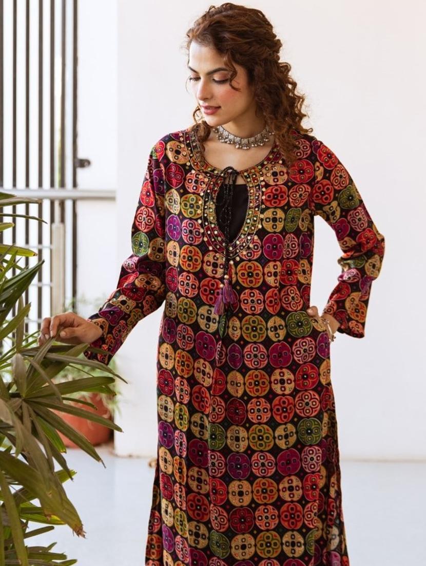 women printed long sleeve kurta palazzo set - 22060860 - Standard Image - 5