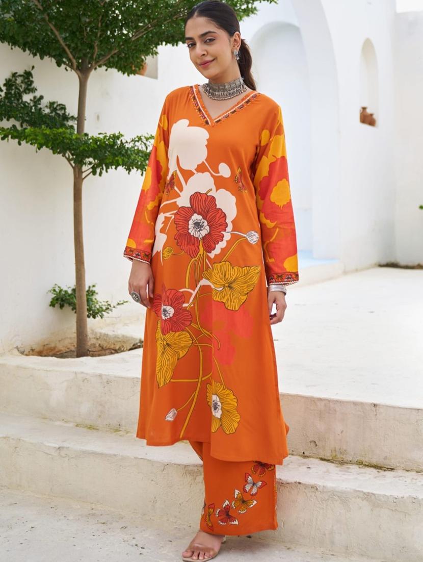 women floral printed long sleeve kurta palazzo set - 22060861 - Standard Image - 5