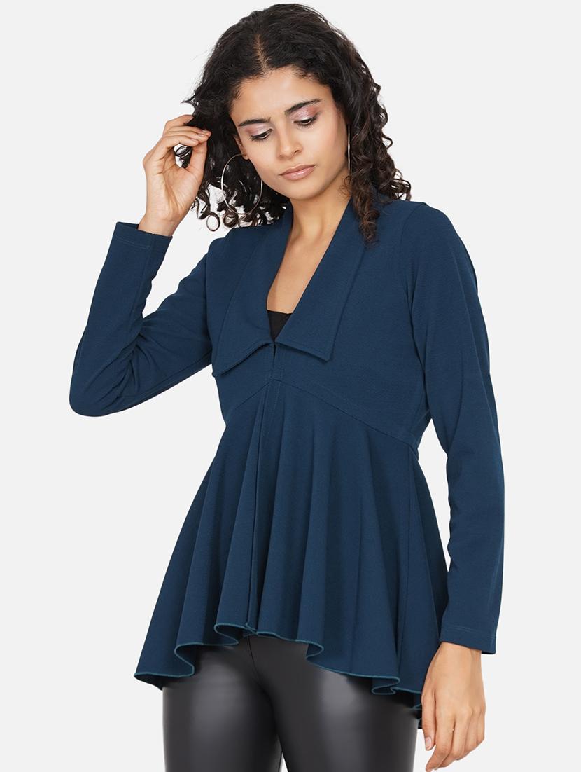 women solid long sleeve asymmetric top - 22060865 - Standard Image - 3
