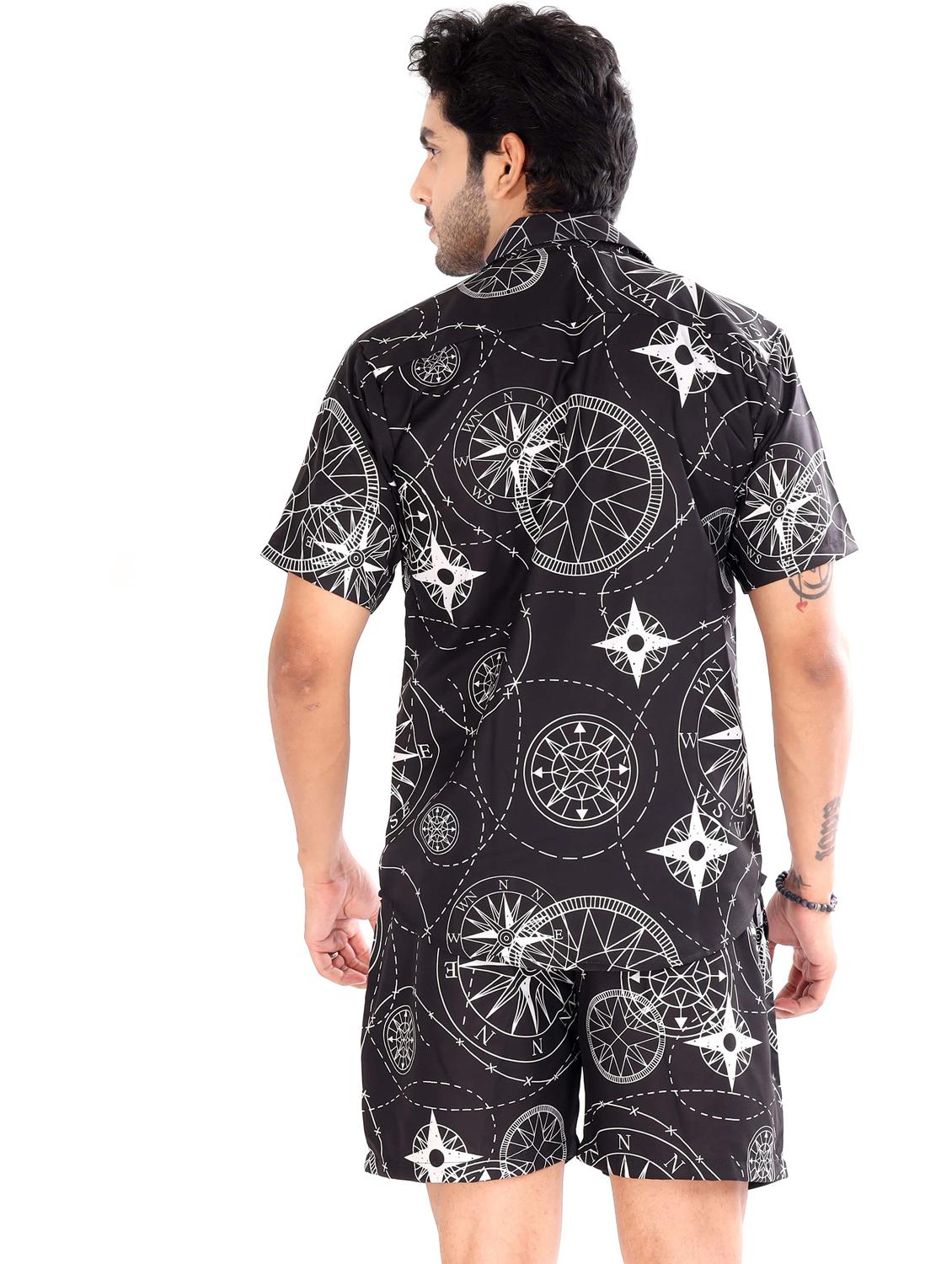 men printed shirt and shorts loungewear set - 22060898 - Standard Image - 3