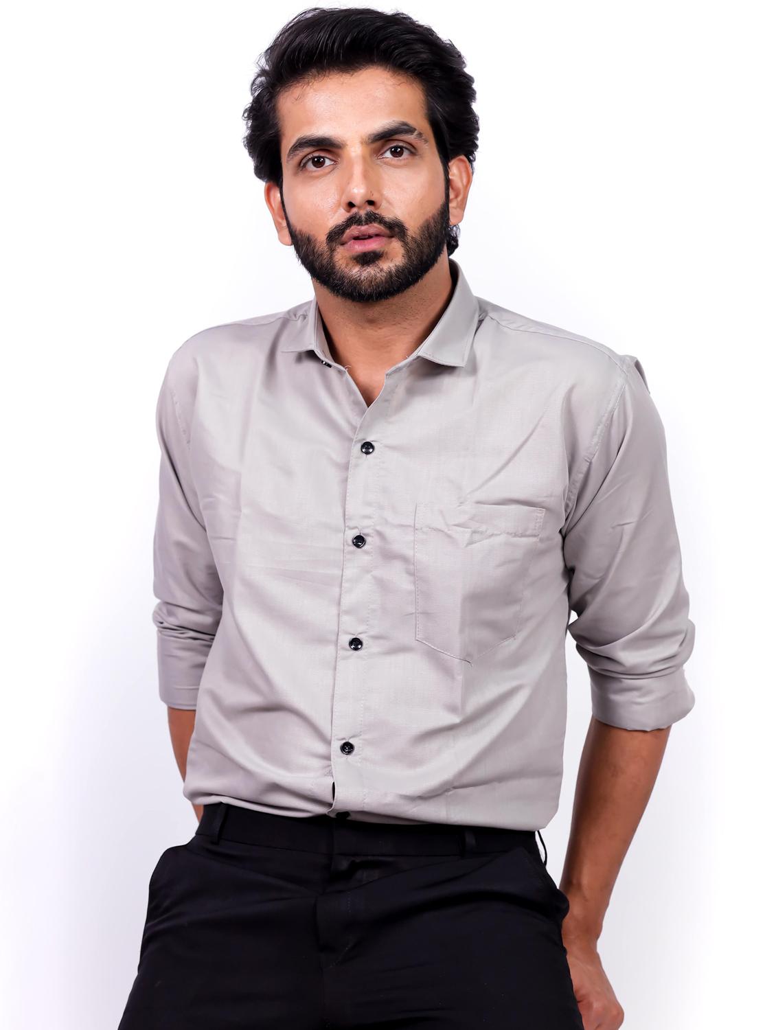 men solid collared long sleeve regular fit shirt - 22060933 - Standard Image - 3