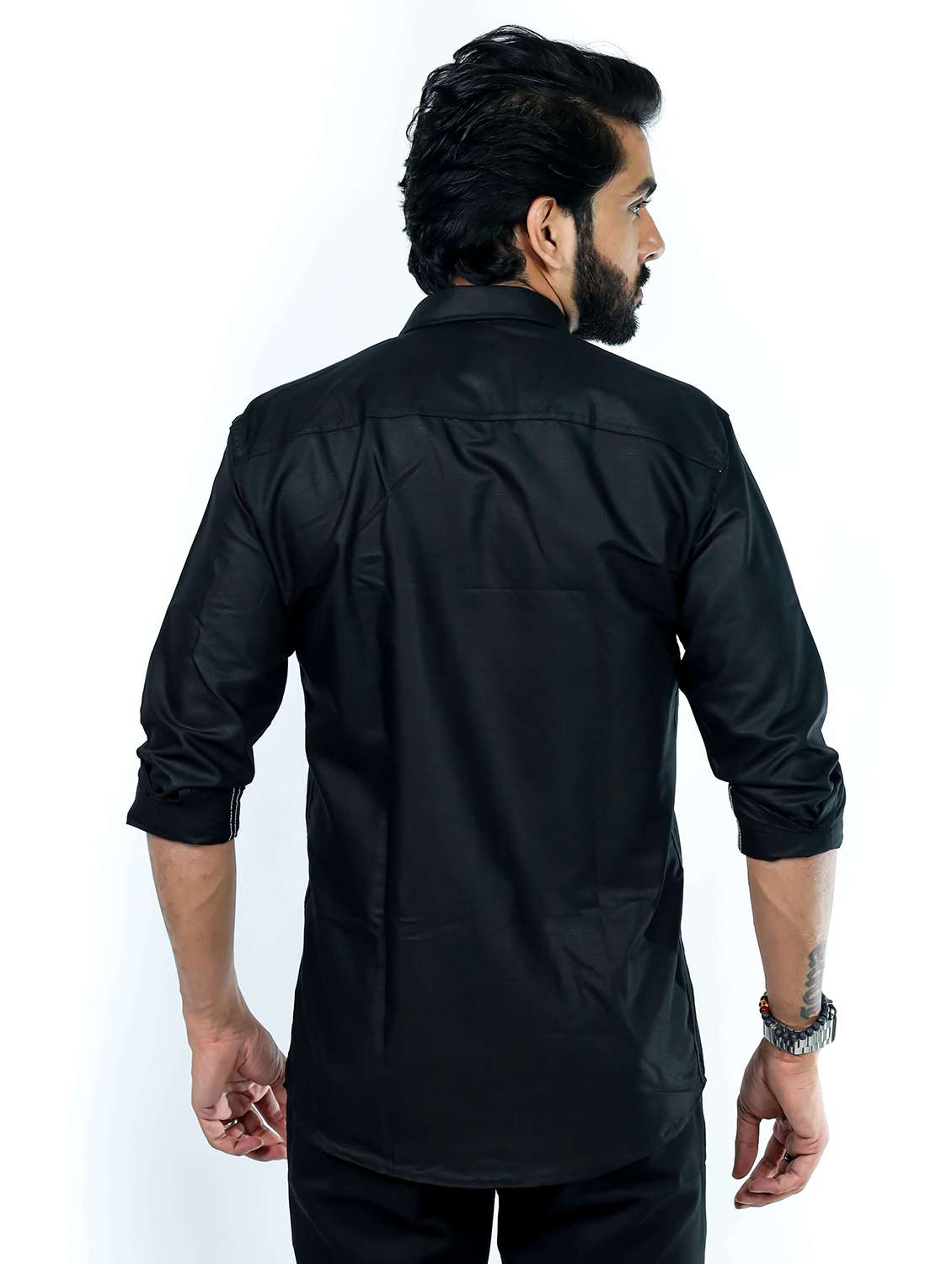 men solid collared long sleeve regular fit shirt - 22060954 - Standard Image - 3