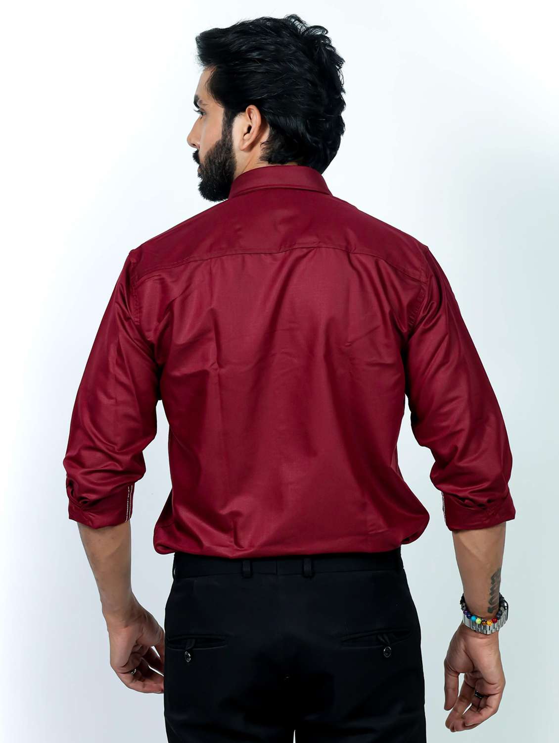 men solid collared long sleeve regular fit shirt - 22060956 -  Standard Image - 3