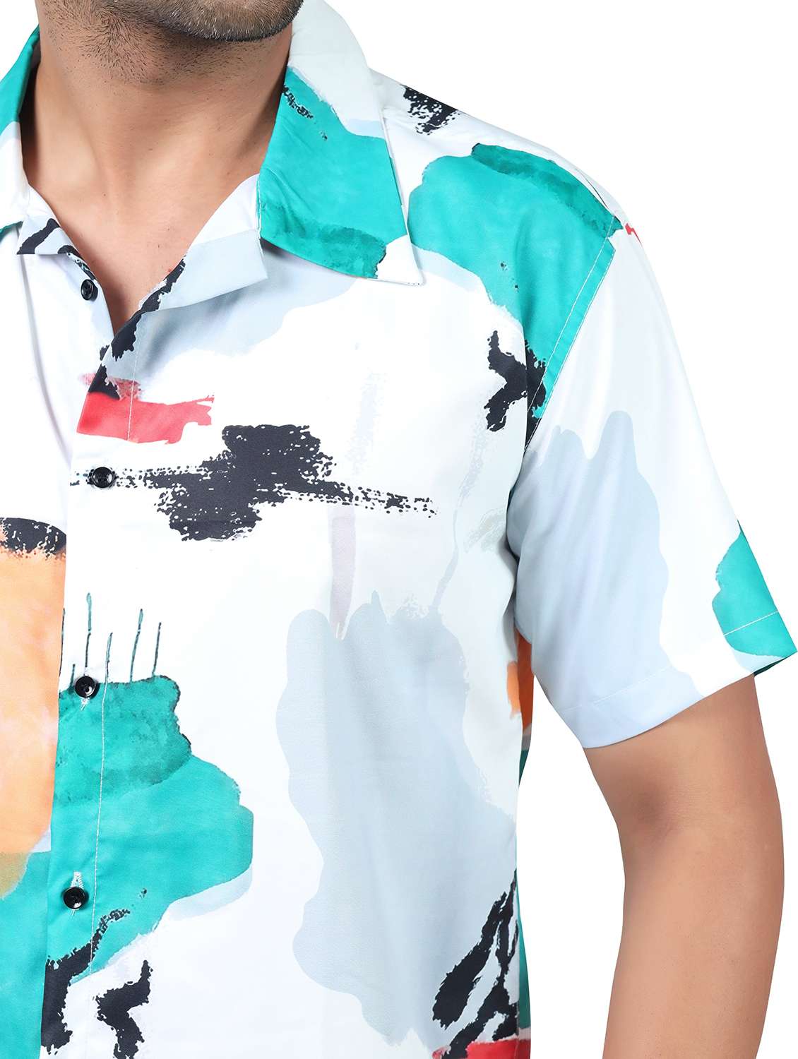 men printed collared short sleeve regular fit shirt - 22060958 -  Standard Image - 3