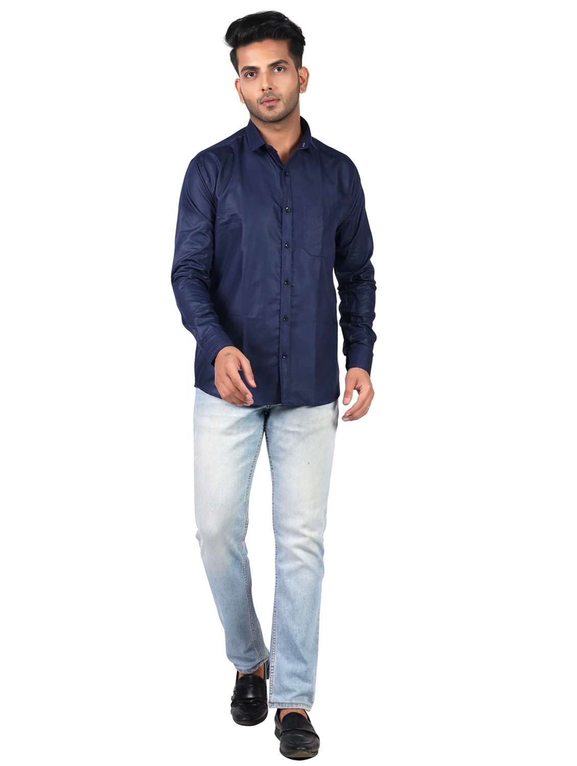 men solid collared long sleeve regular fit shirt - 22060960 -  Standard Image - 3