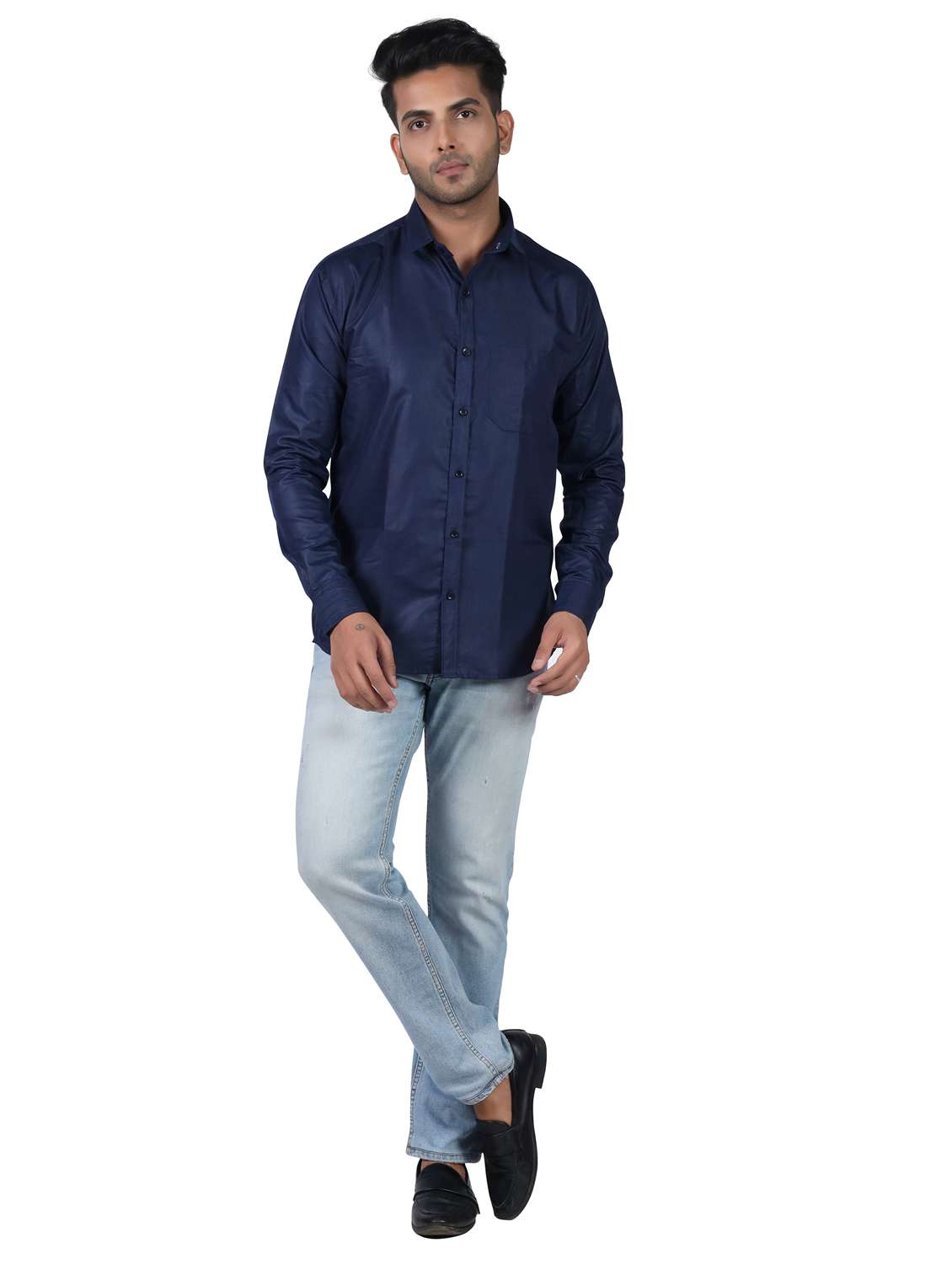men solid collared long sleeve regular fit shirt - 22060960 -  Standard Image - 5
