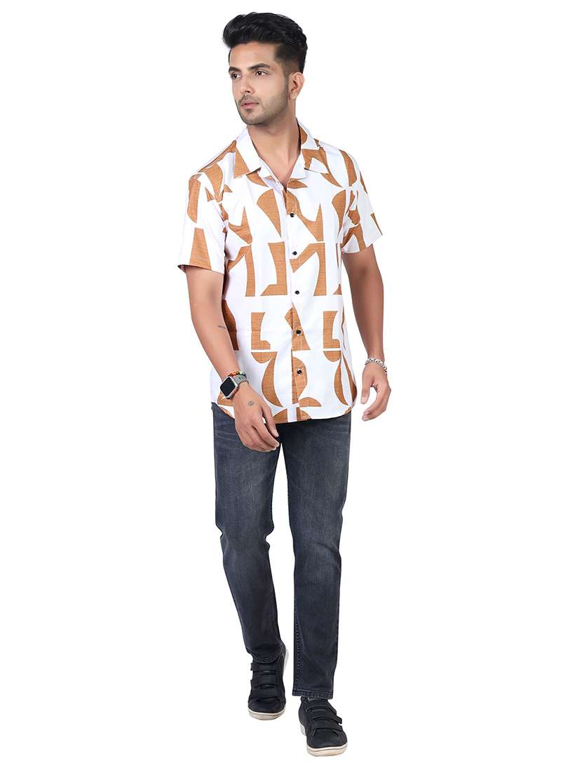 men printed collared short sleeve regular fit shirt - 22060962 -  Standard Image - 3