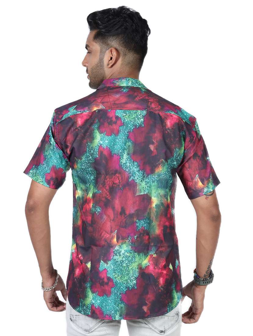 men printed collared short sleeve regular fit shirt - 22061002 -  Standard Image - 3