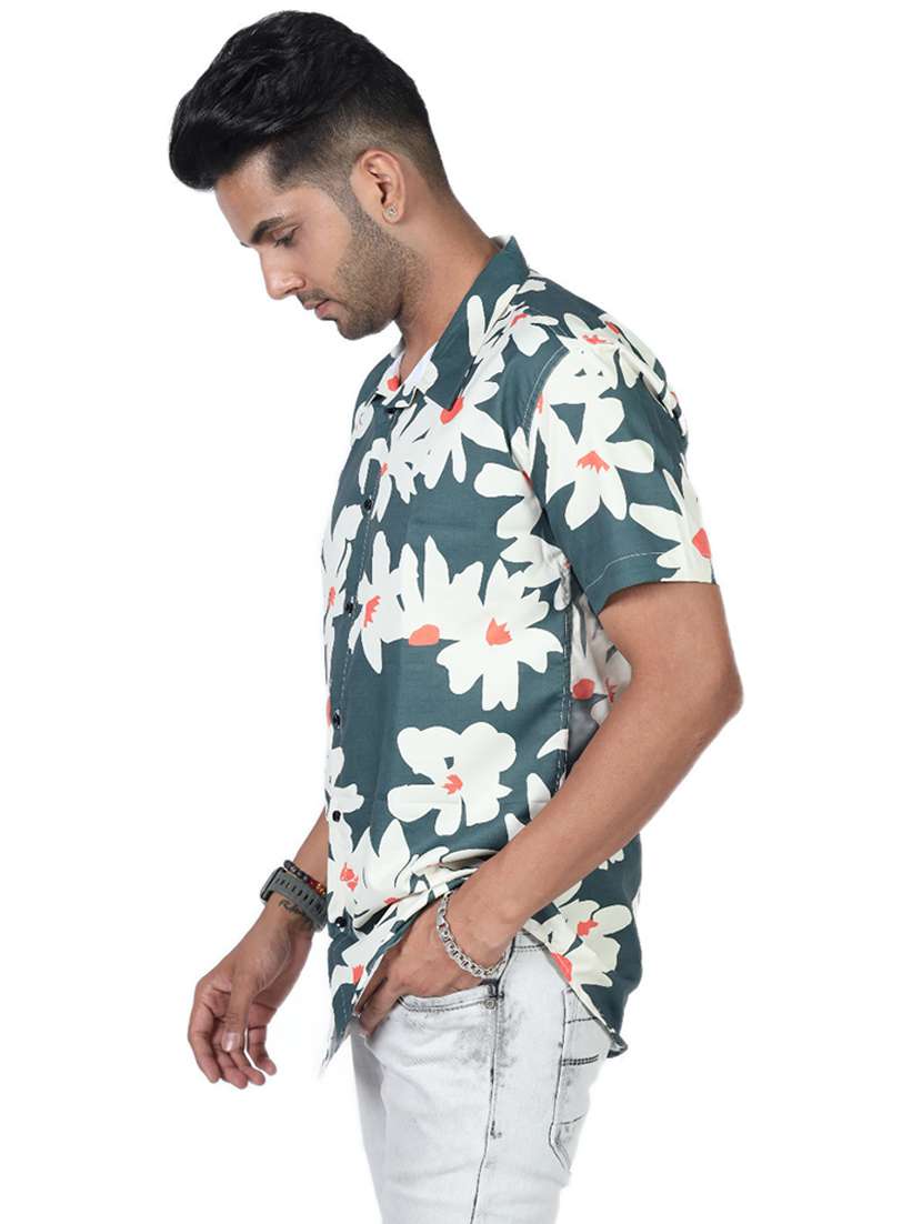 men printed collared short sleeve regular fit shirt - 22061004 -  Standard Image - 3