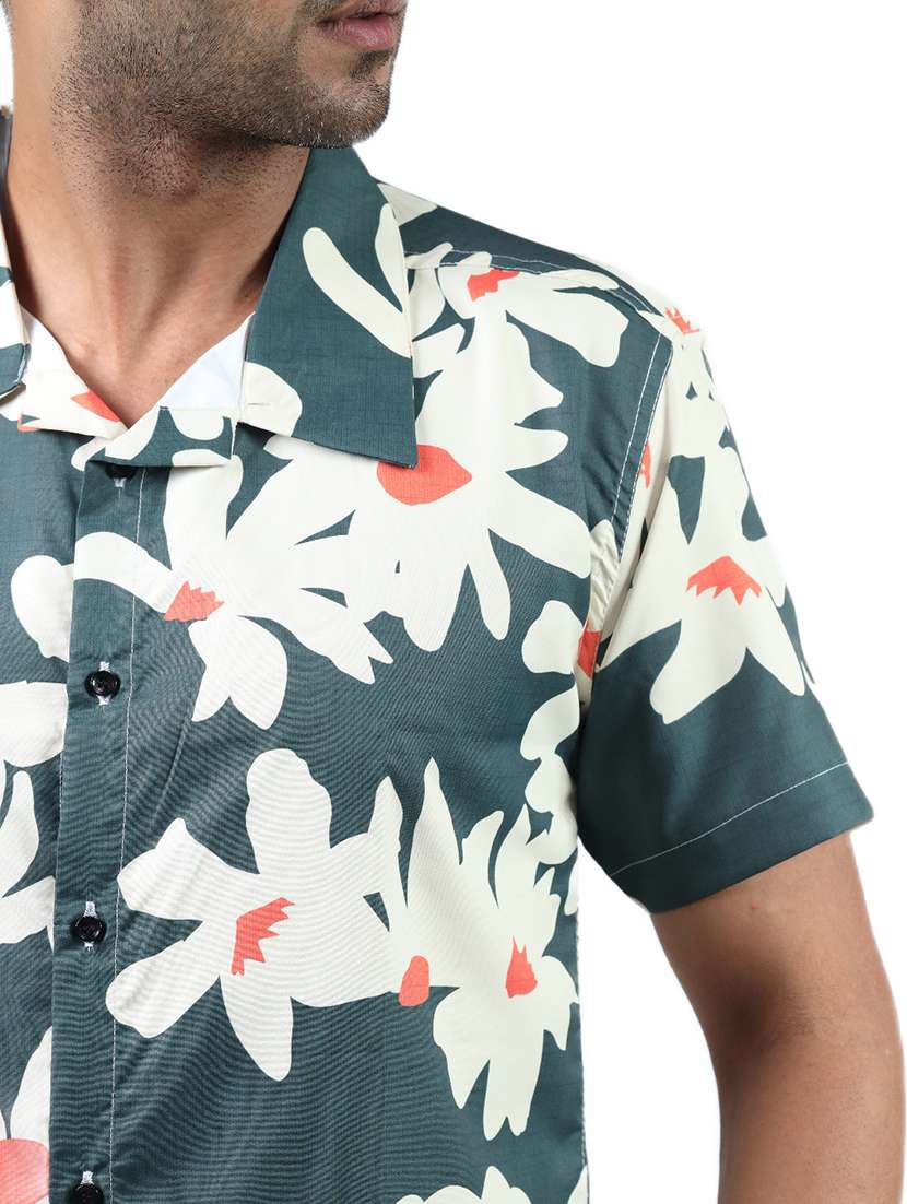 men printed collared short sleeve regular fit shirt - 22061004 -  Standard Image - 5