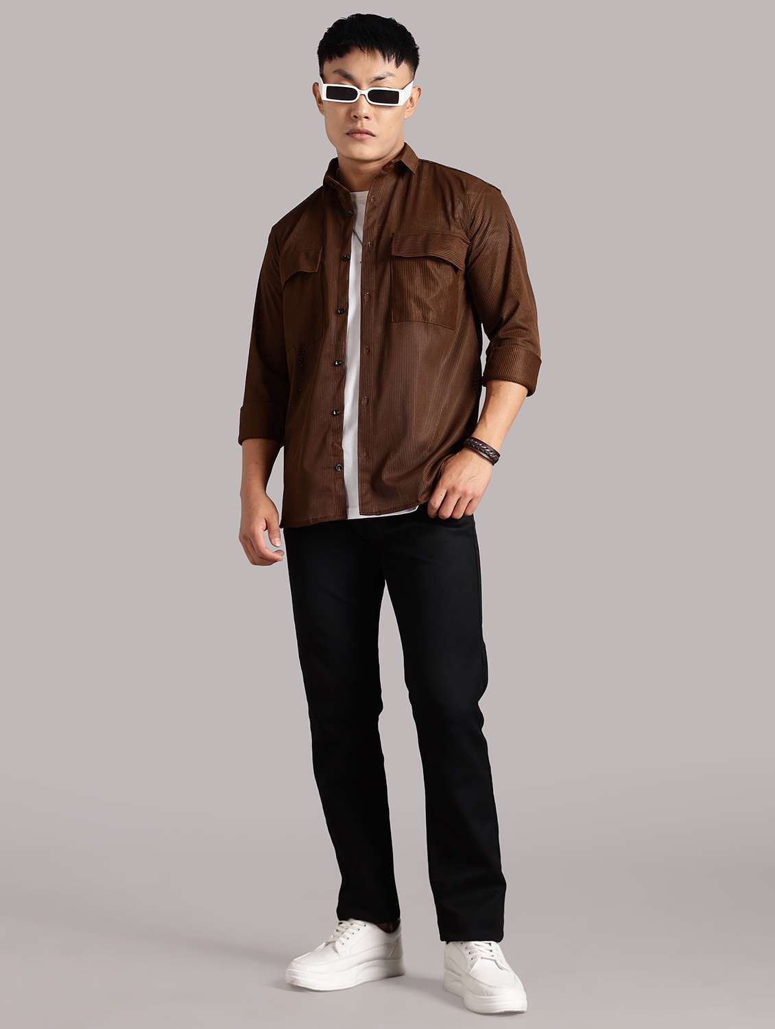 men solid collared long sleeve regular fit shirt - 22061045 -  Standard Image - 3