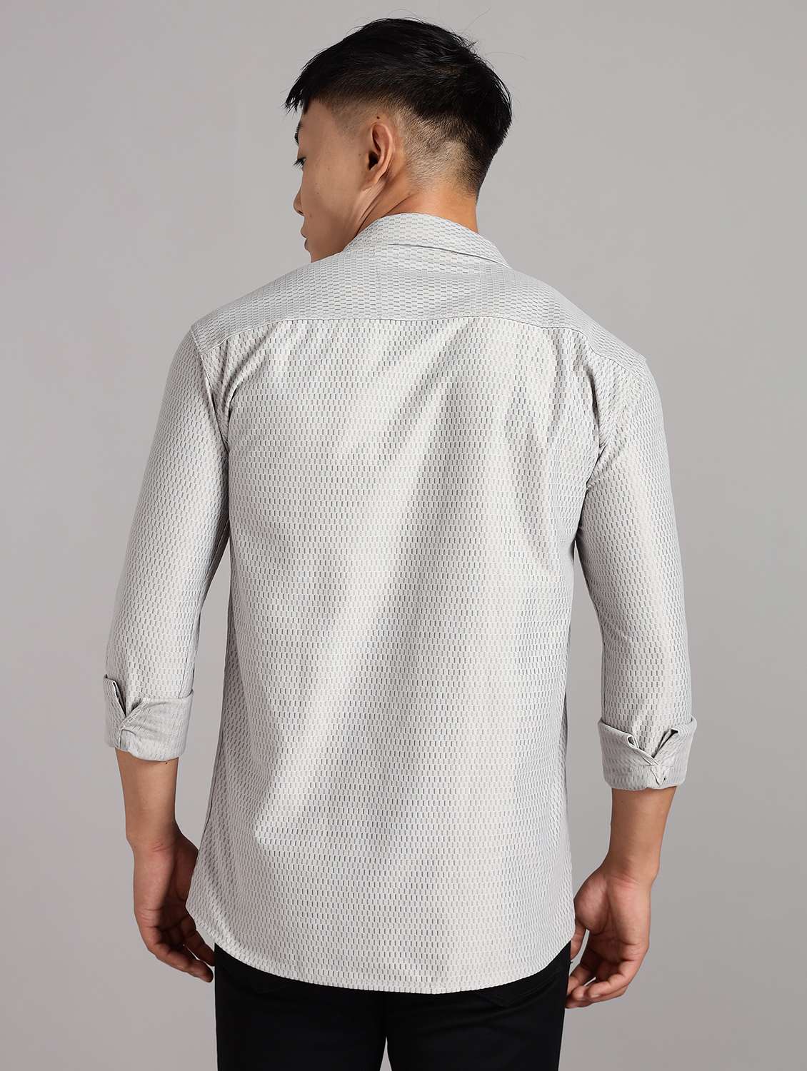 men textured long sleeve regular fit shirt - 22061050 -  Standard Image - 3