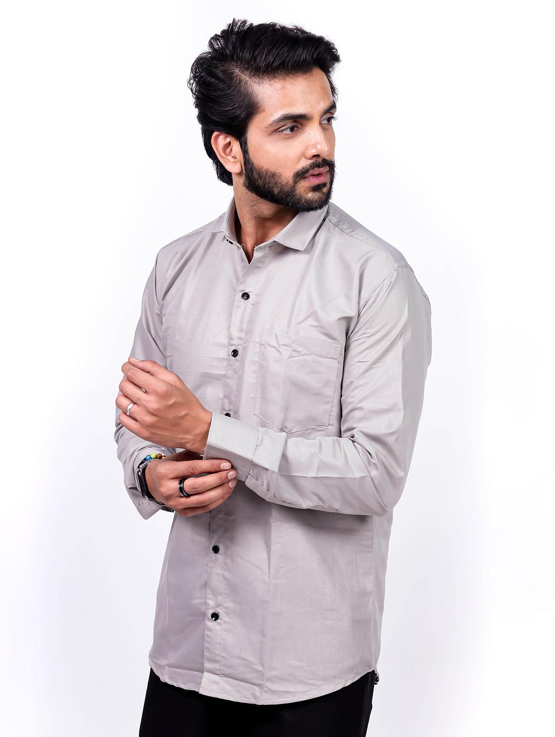 men solid collared long sleeve regular fit shirt - 22061060 - Standard Image - 3