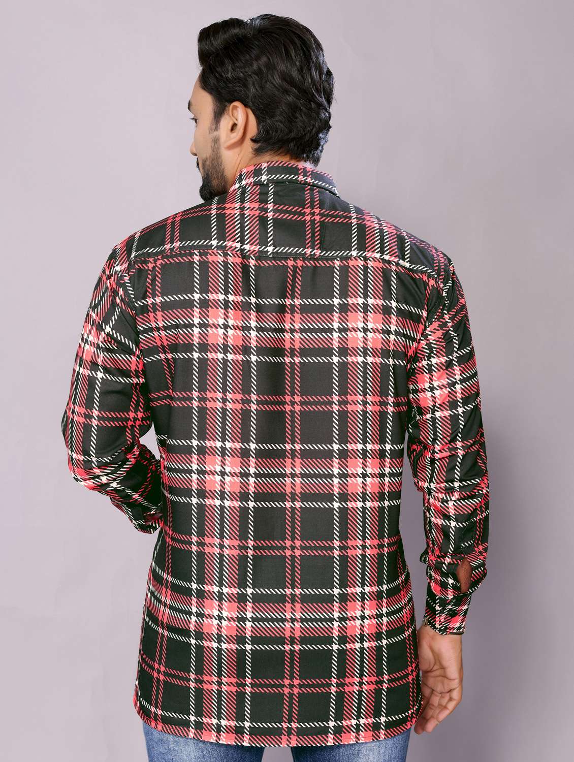 men checkered collared long sleeve regular fit shirt - 22061109 -  Standard Image - 3