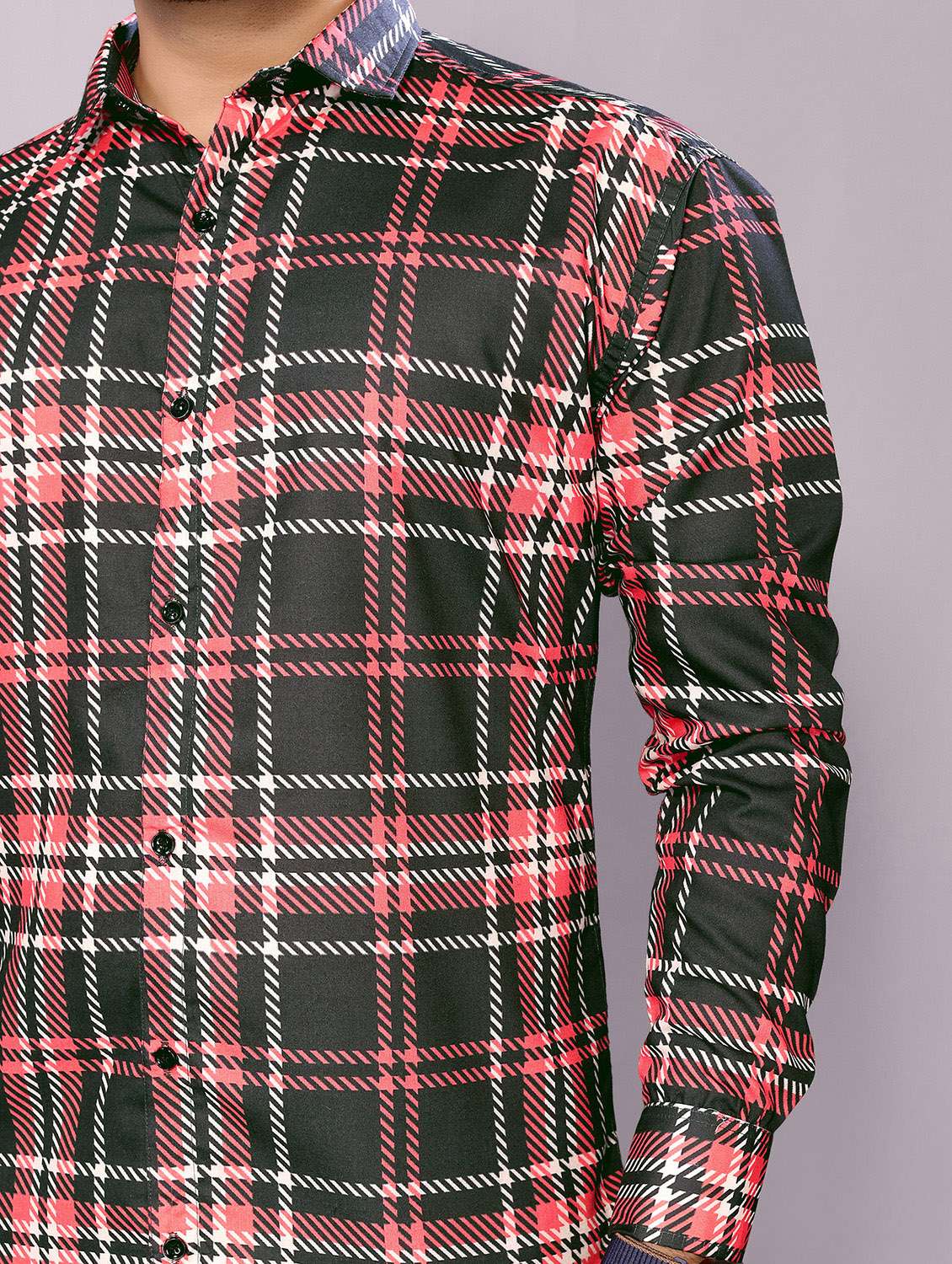 men checkered collared long sleeve regular fit shirt - 22061112 -  Standard Image - 5