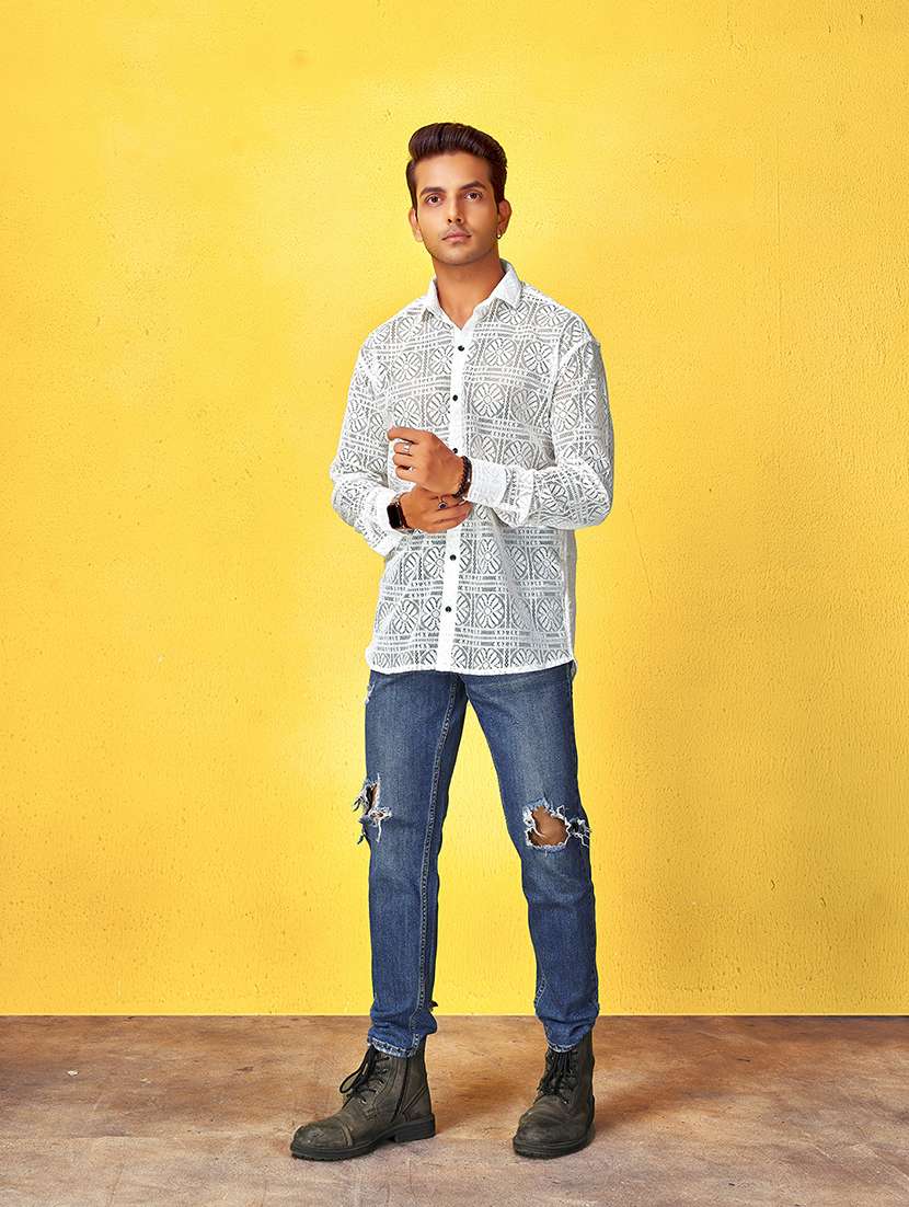 men solid collared long sleeve regular fit shirt - 22061132 -  Standard Image - 3