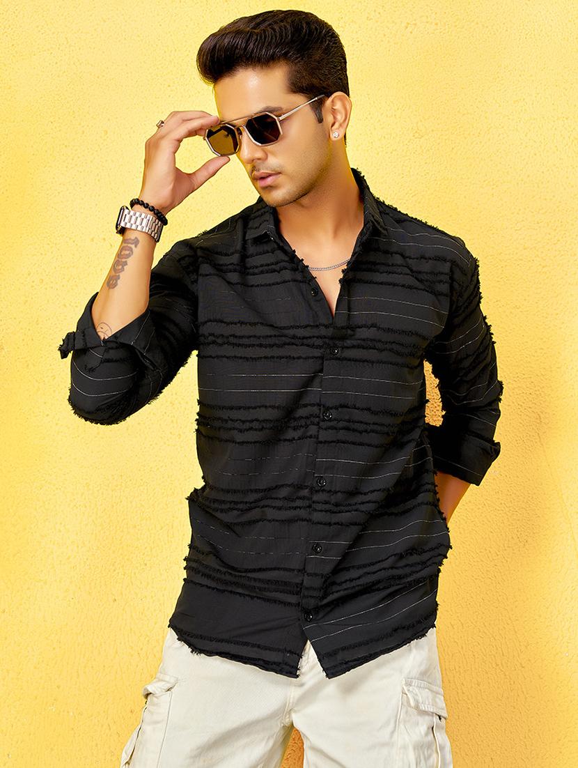 men striped collared long sleeve regular fit shirt - 22061133 - Zoom Image - 0