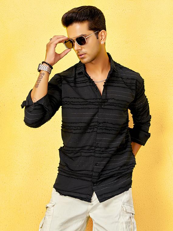 men striped collared long sleeve regular fit shirt - 22061134 - Zoom Image - 0