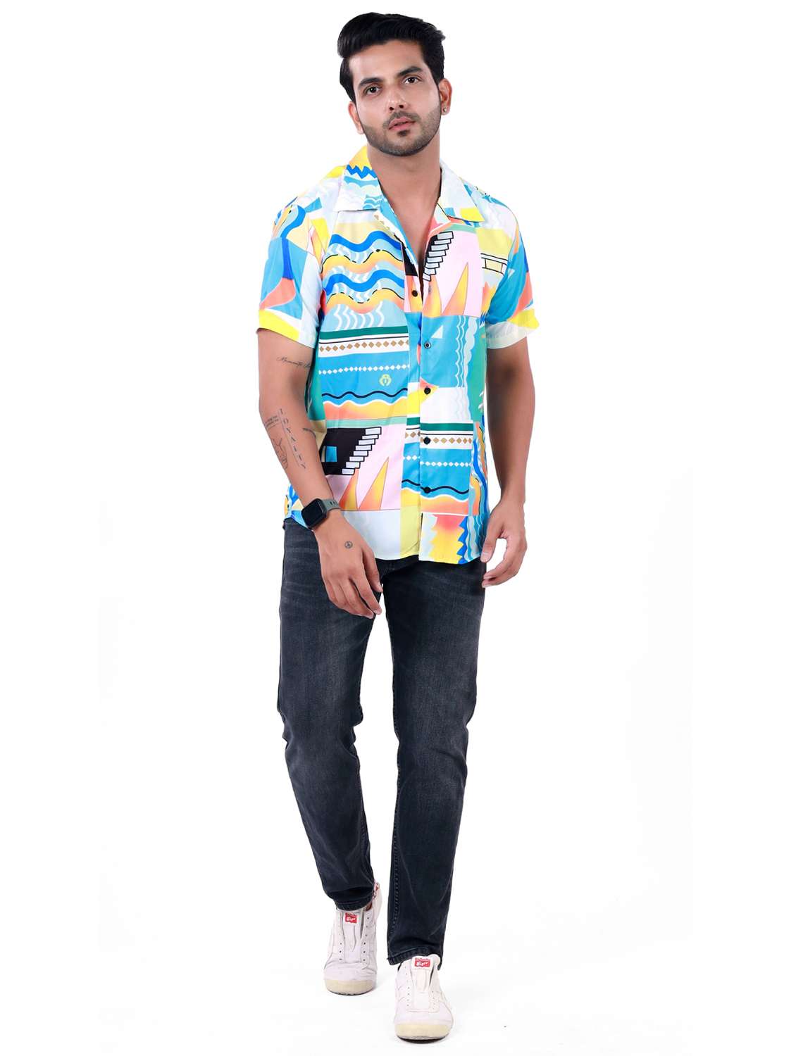 men printed short sleeve regular fit shirt - 22061248 -  Standard Image - 3
