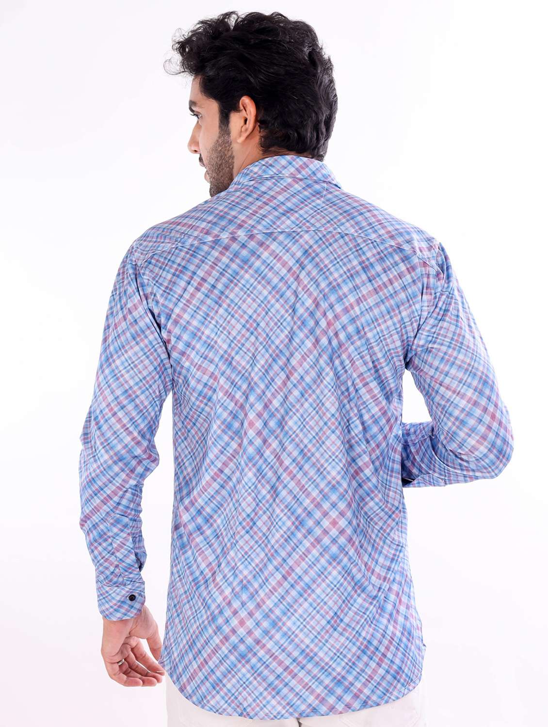men checkered collared long sleeve regular fit shirt - 22061262 - Standard Image - 3