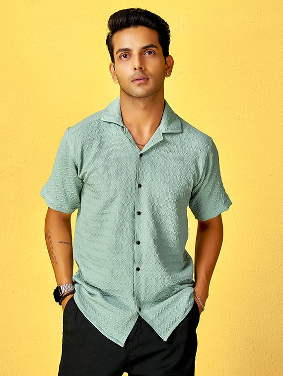 men solid short sleeve regular fit shirt