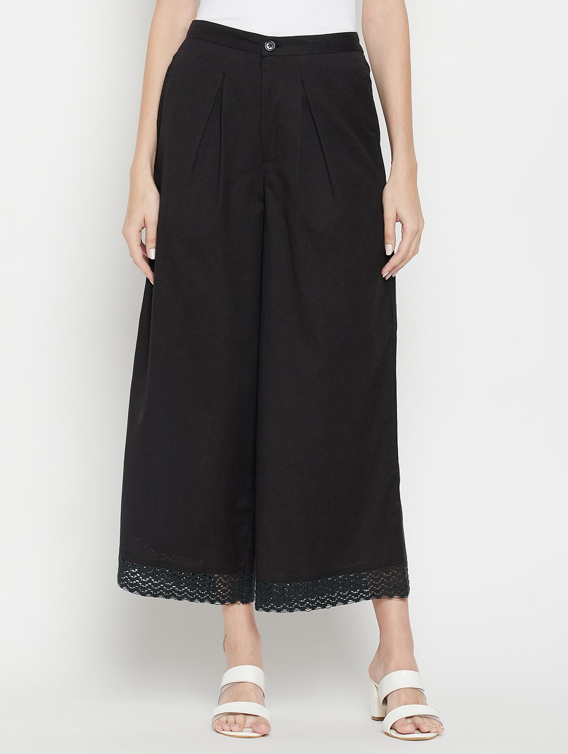women solid mid rise flared palazzo - 22061335 -  Zoom Image - 0