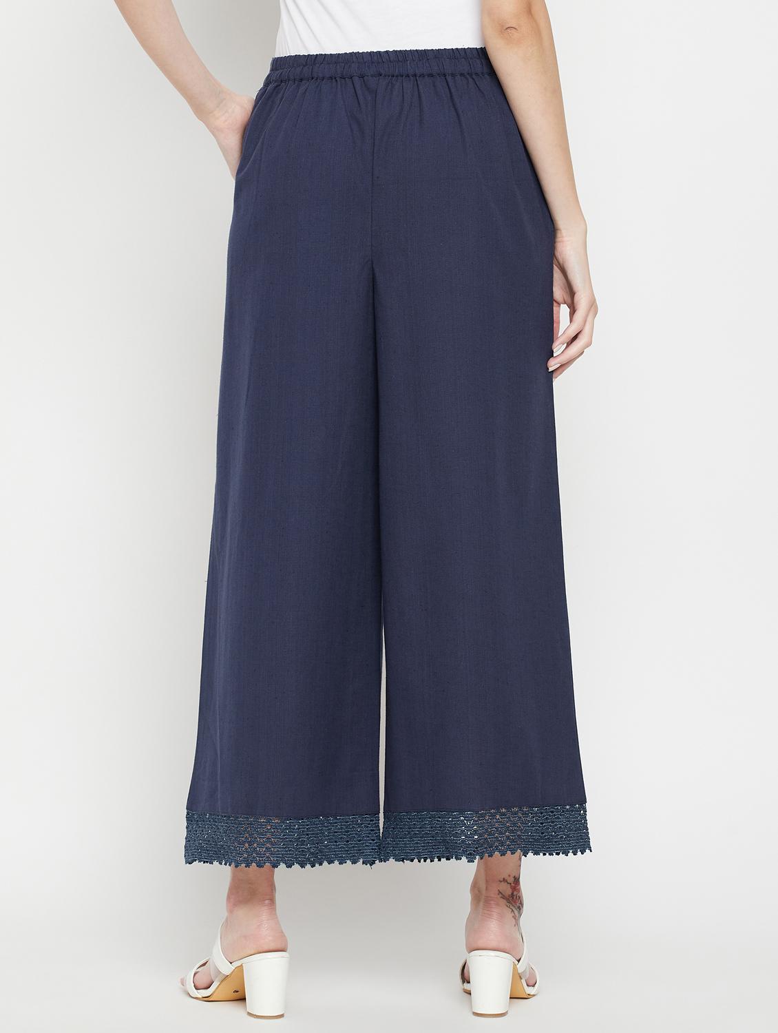 women solid mid rise flared palazzo - 22061339 - Standard Image - 3
