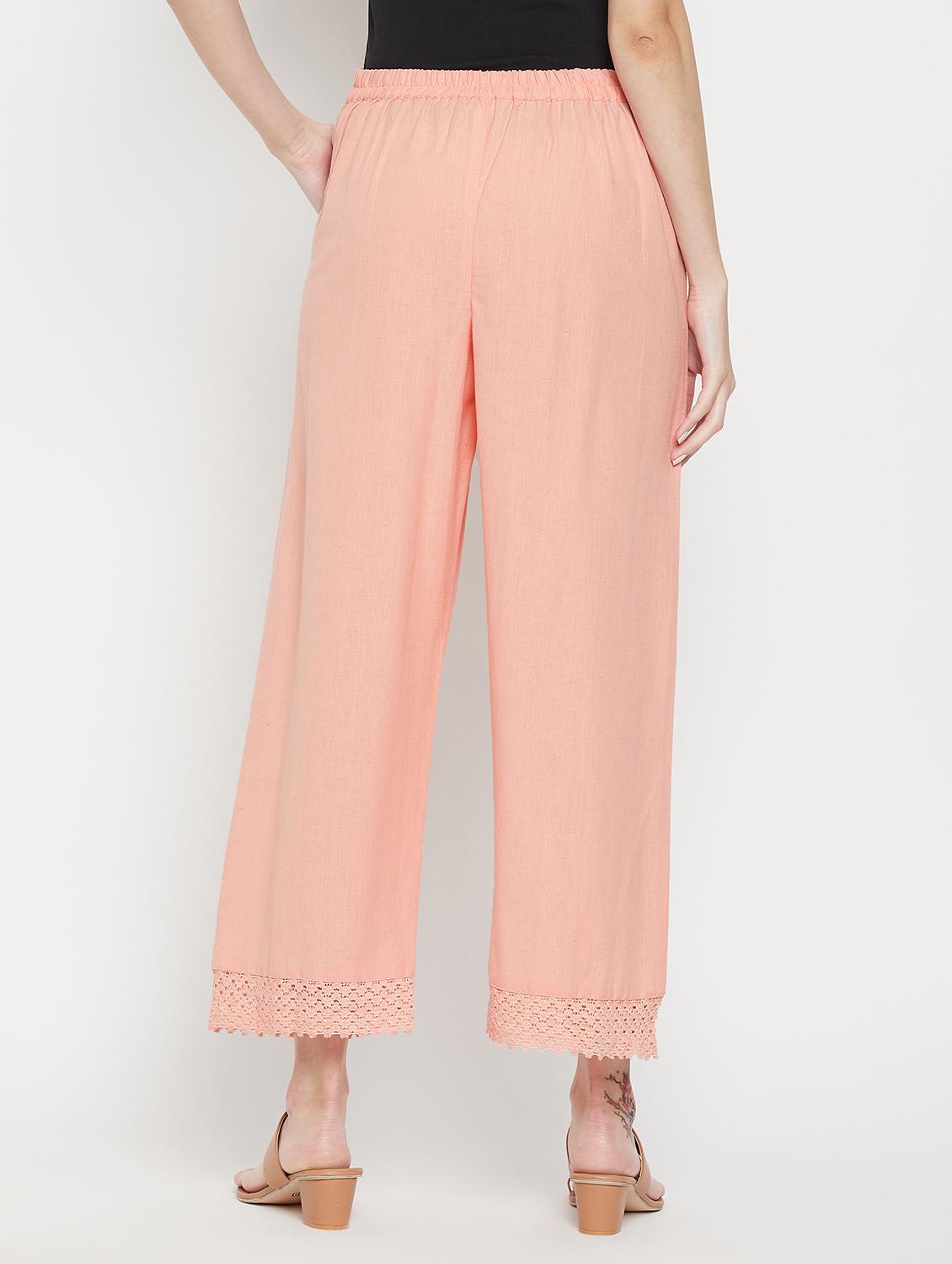 women solid mid rise straight palazzo - 22061341 - Standard Image - 3