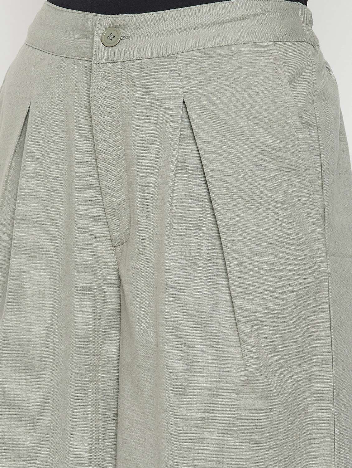 women solid mid rise flared pleated palazzo - 22061342 - Standard Image - 5