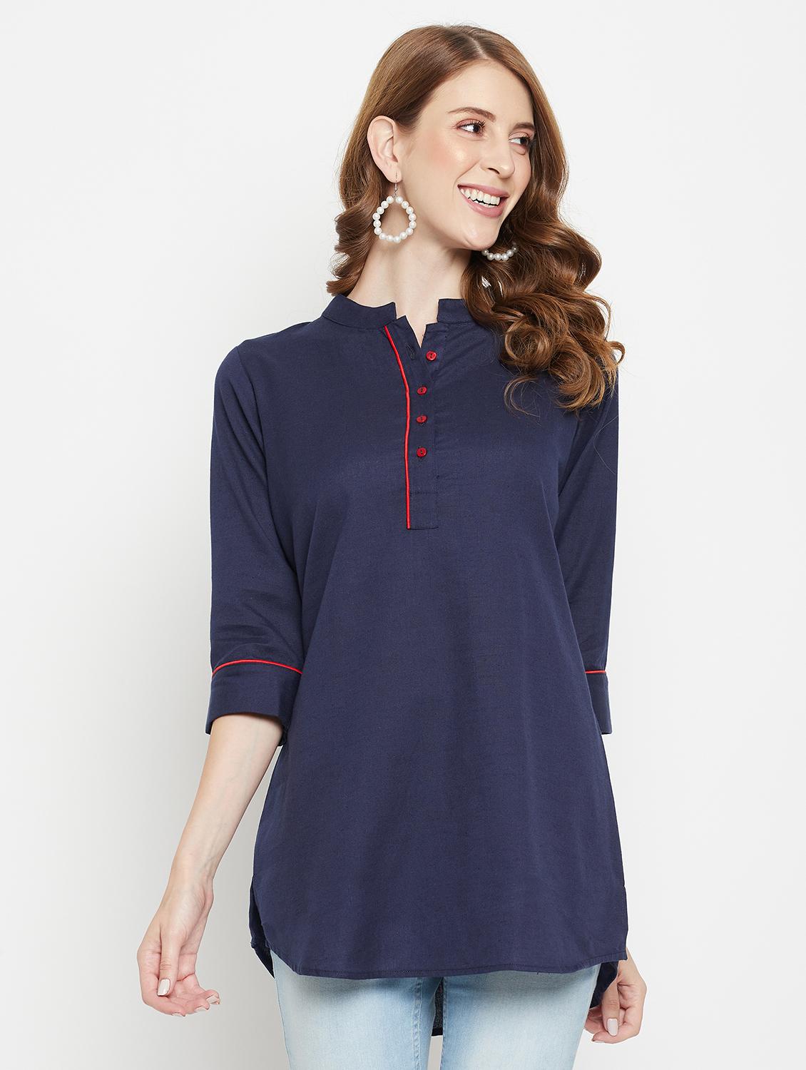women three quarter sleeve straight kurti
