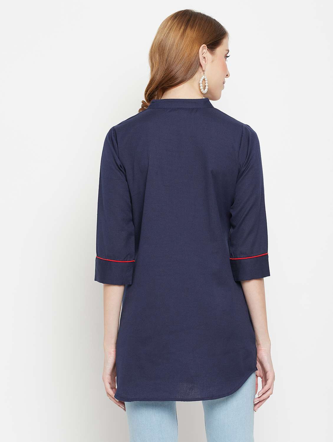 women three quarter sleeve straight kurti - 22061382 -  Standard Image - 3