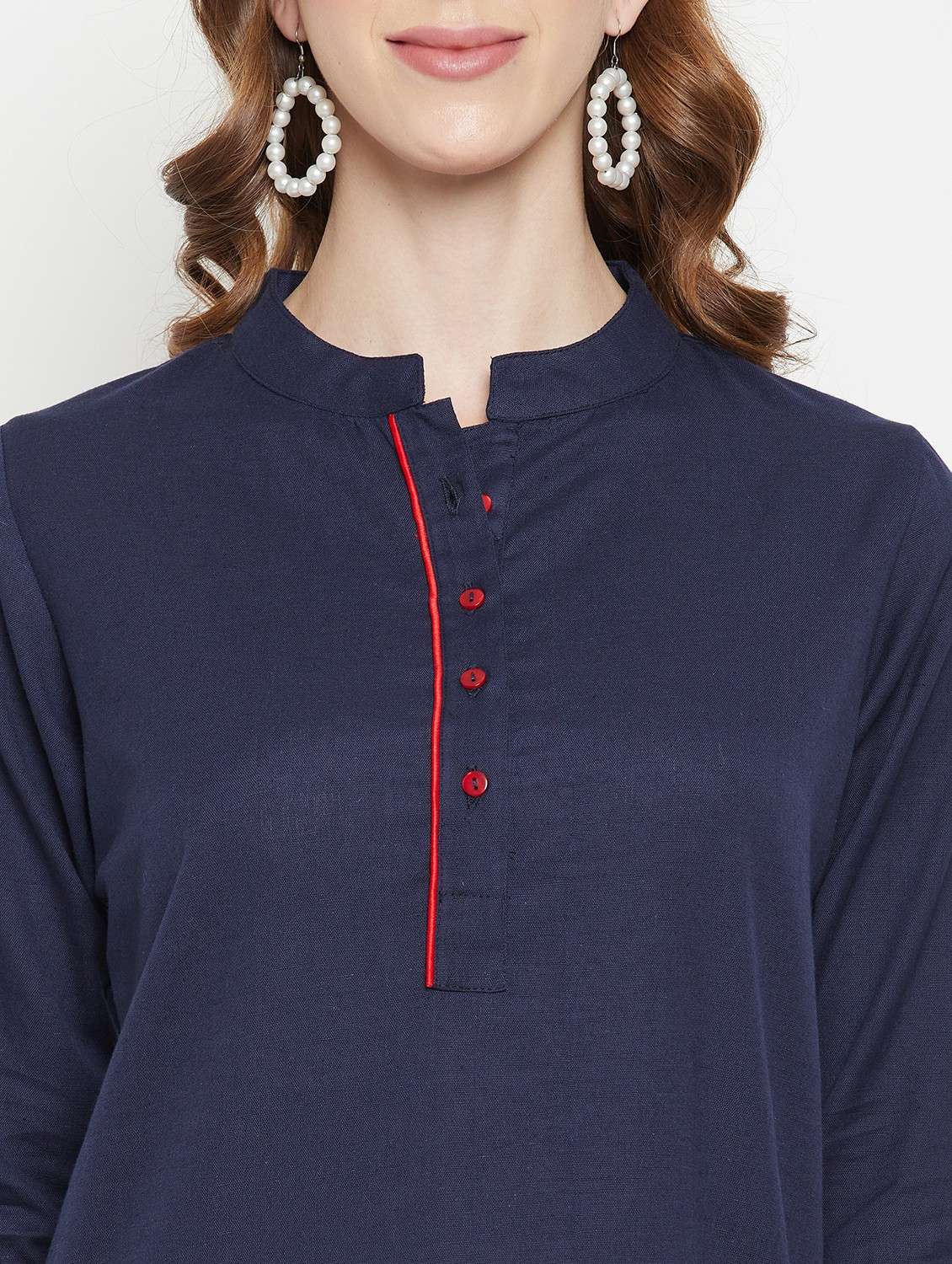 women three quarter sleeve straight kurti - 22061382 -  Standard Image - 5