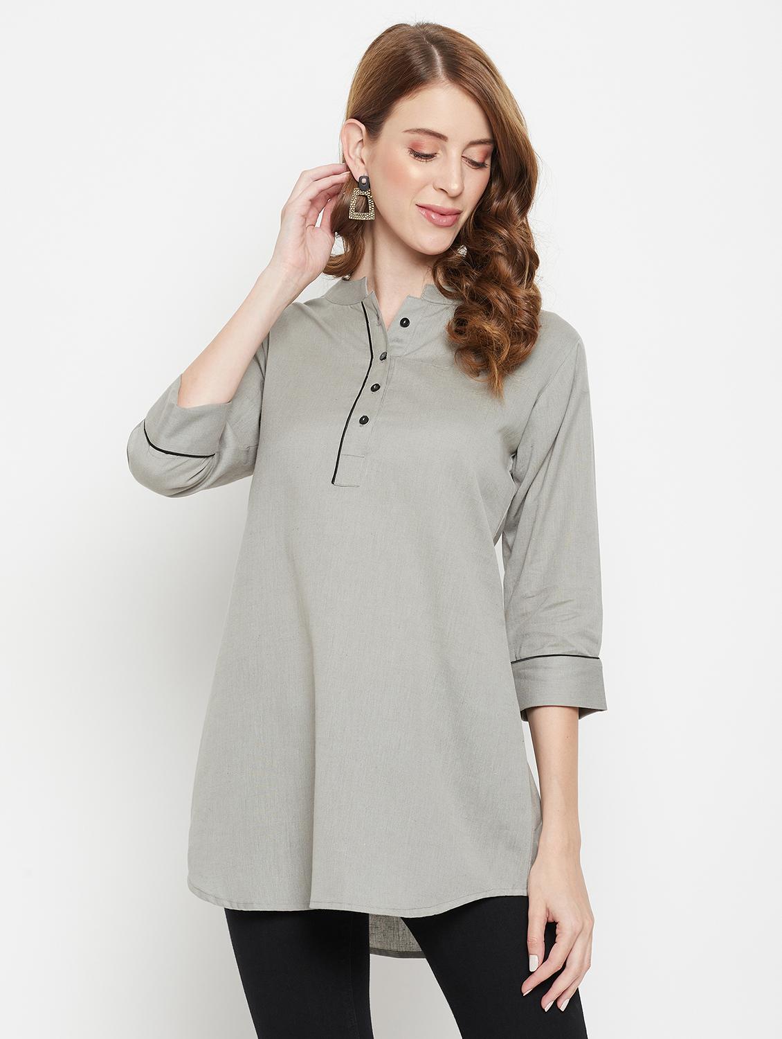 women three quarter sleeve straight kurti - 22061383 -  Zoom Image - 0