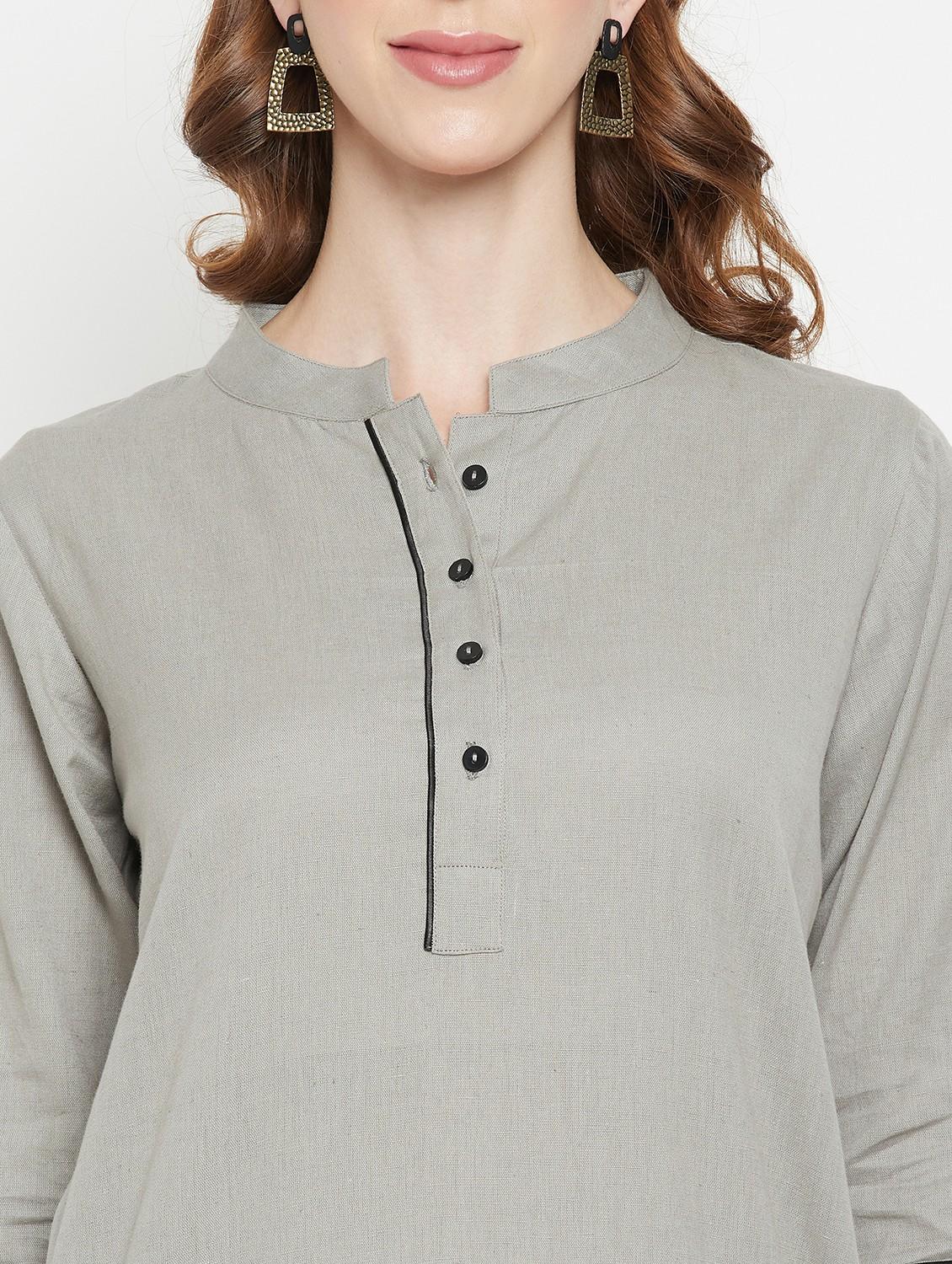 women three quarter sleeve straight kurti - 22061383 - Standard Image - 5