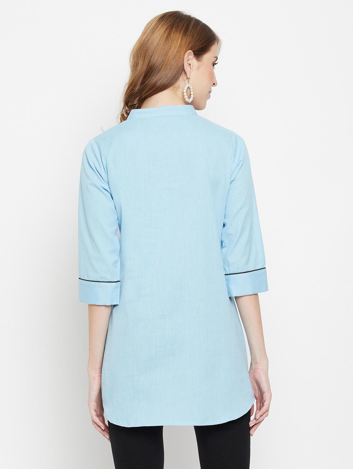 women three quarter sleeve straight kurti - 22061384 - Standard Image - 3